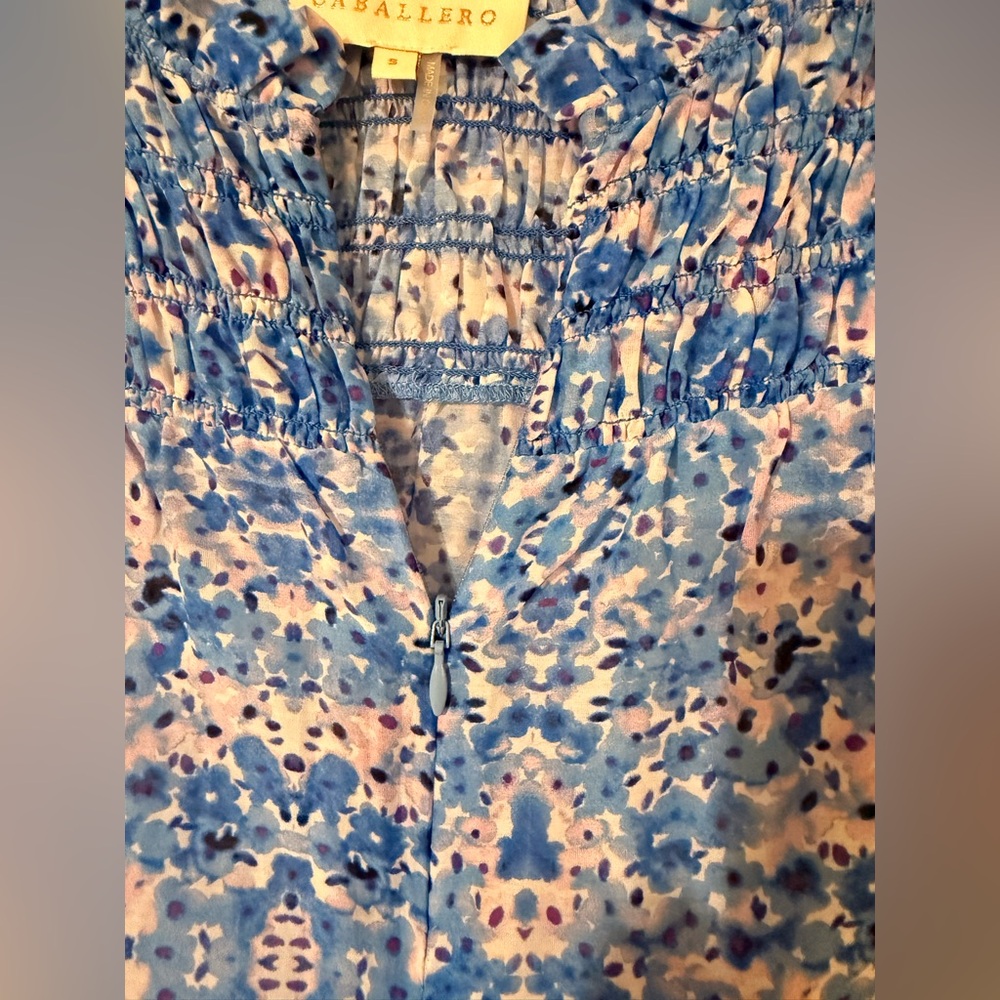 Caballero Blue Floral Short-Sleeve Blouse size Small - Picture 5 of 9
